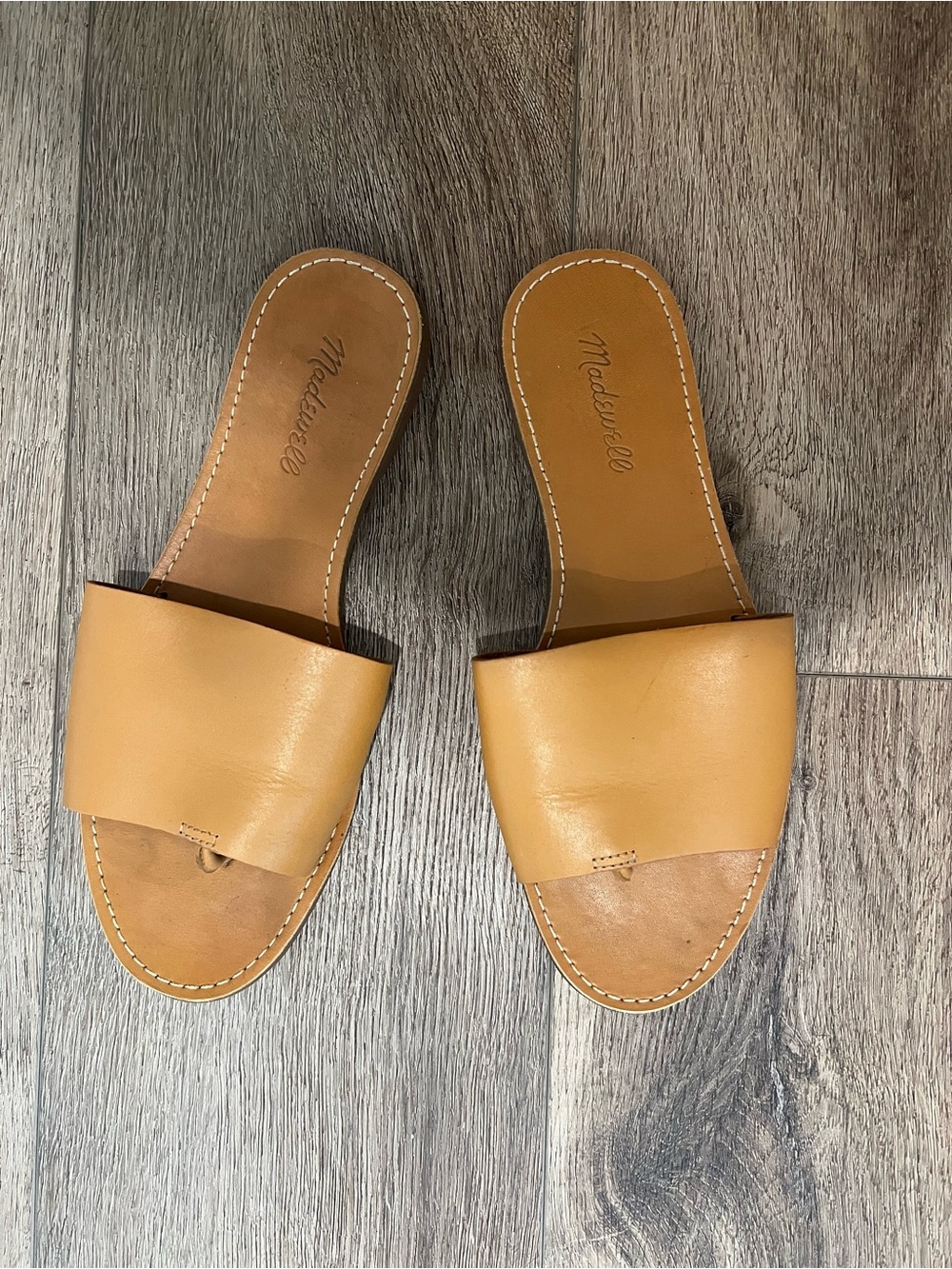 Madewell Tan Leather Slide Mules